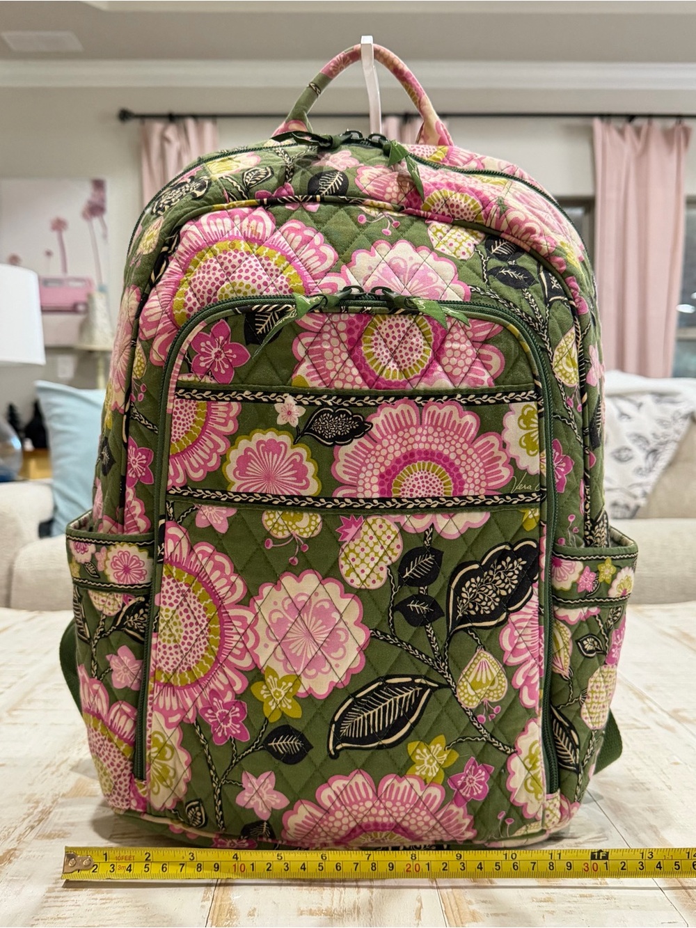 Vera Bradley Laptop Backpack Olive Green & Pink Olivia Pink Tech Backpack Bag